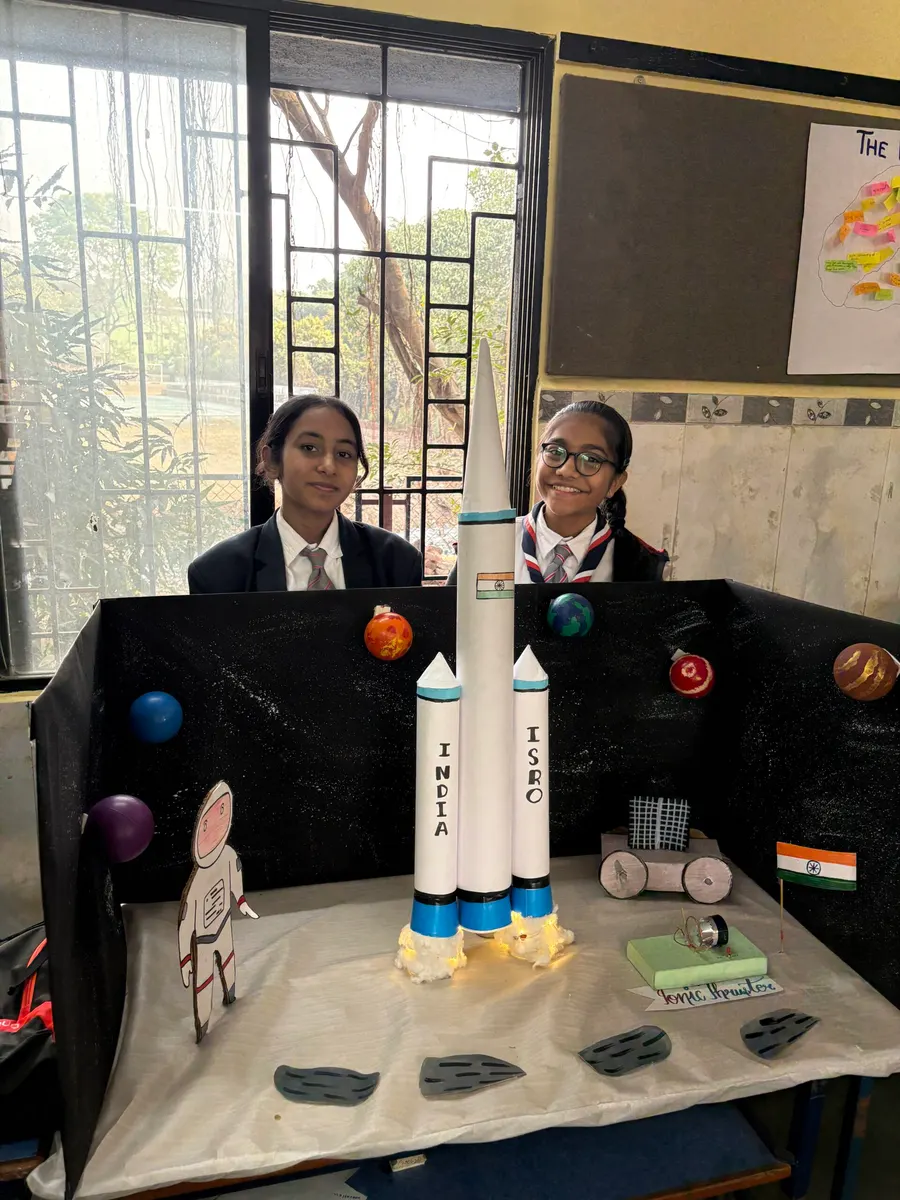 Students with their classroom project