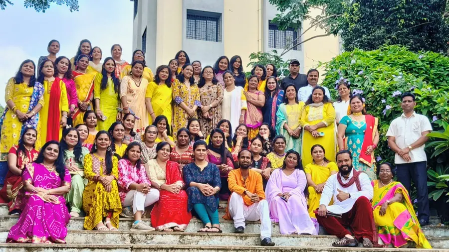 Teachers and staff gathered for a group photograph
